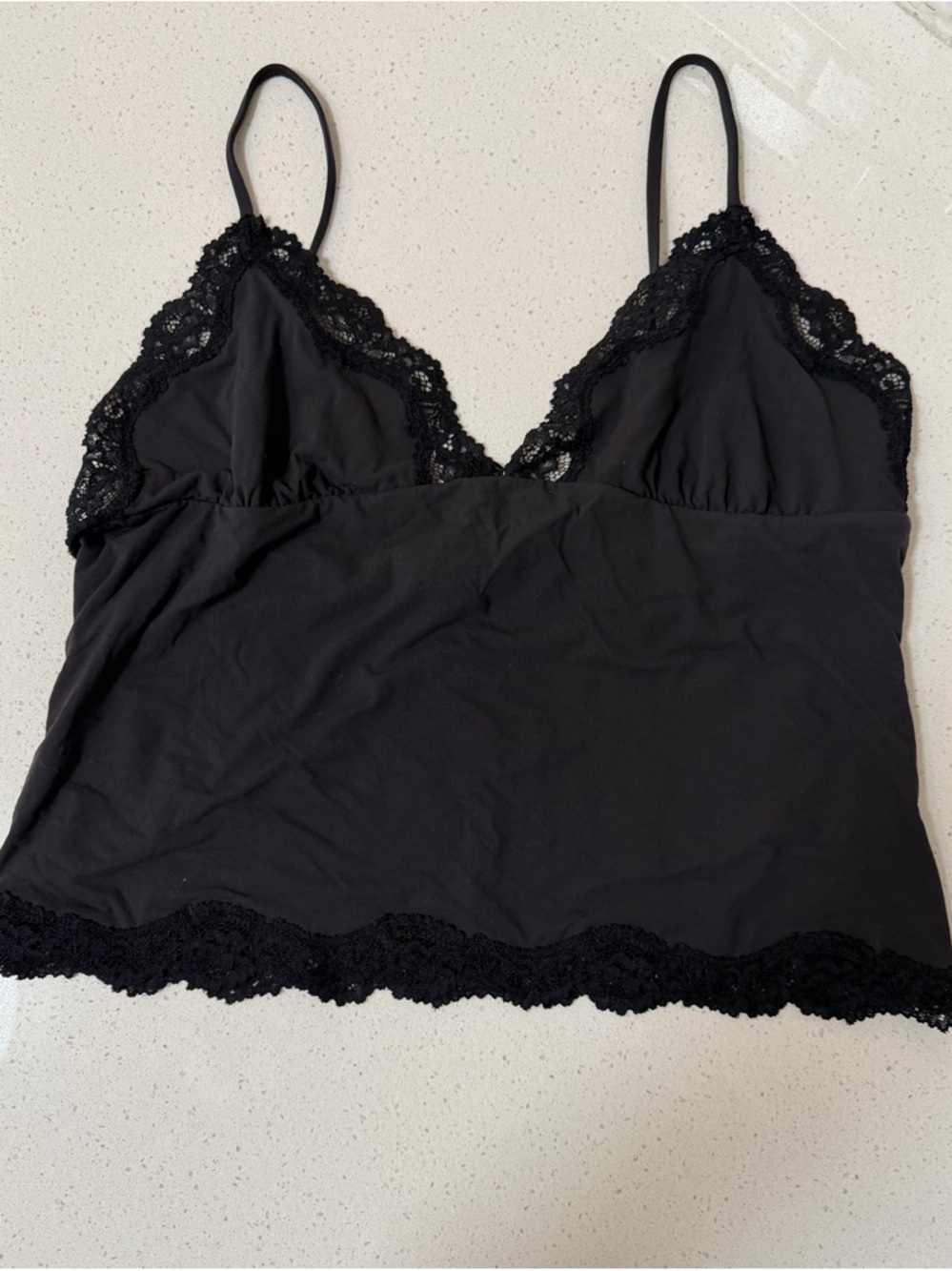 Skims Black Lace Trim Cami Top